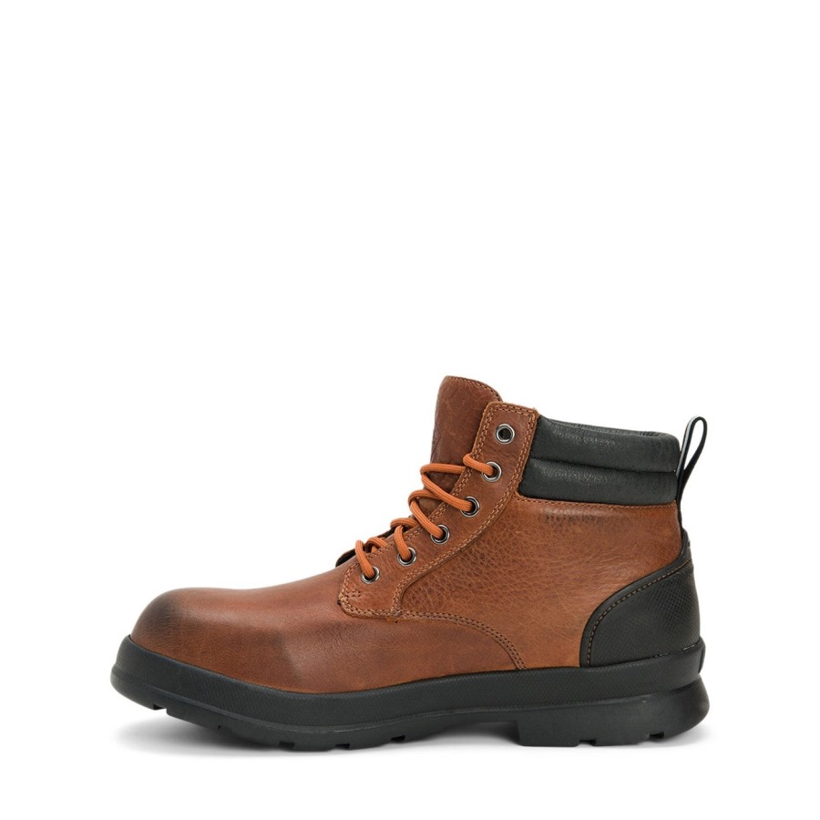 Men's Chore Farm Leather Lace-Up Safety Boots Muckboot Caramel