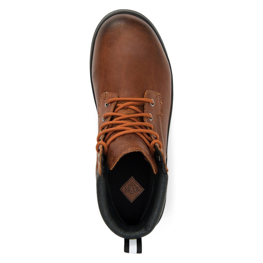 Men's Chore Farm Leather Lace-Up Safety Boots Muckboot Caramel