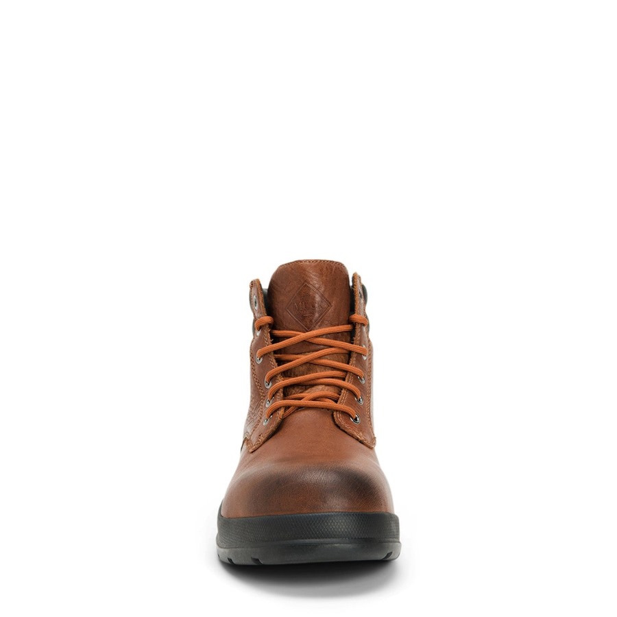 Men's Chore Farm Leather Lace-Up Safety Boots Muckboot Caramel