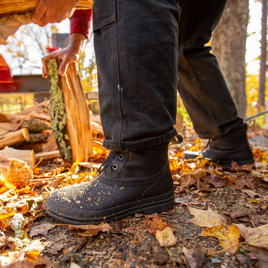 Men's Muck Originals Duck Lace-Up Leather Short Boots Black Muckboot