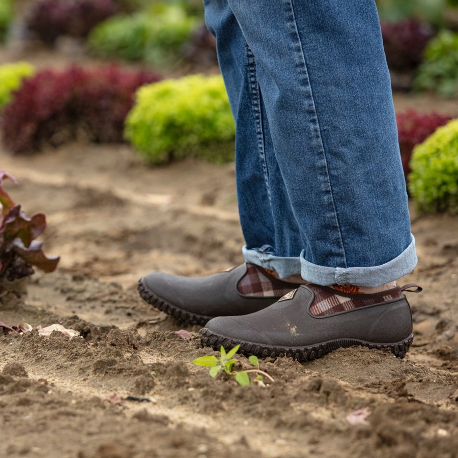 Muckboot Brown Plaid Print Women's RHS Muckster II Shoes