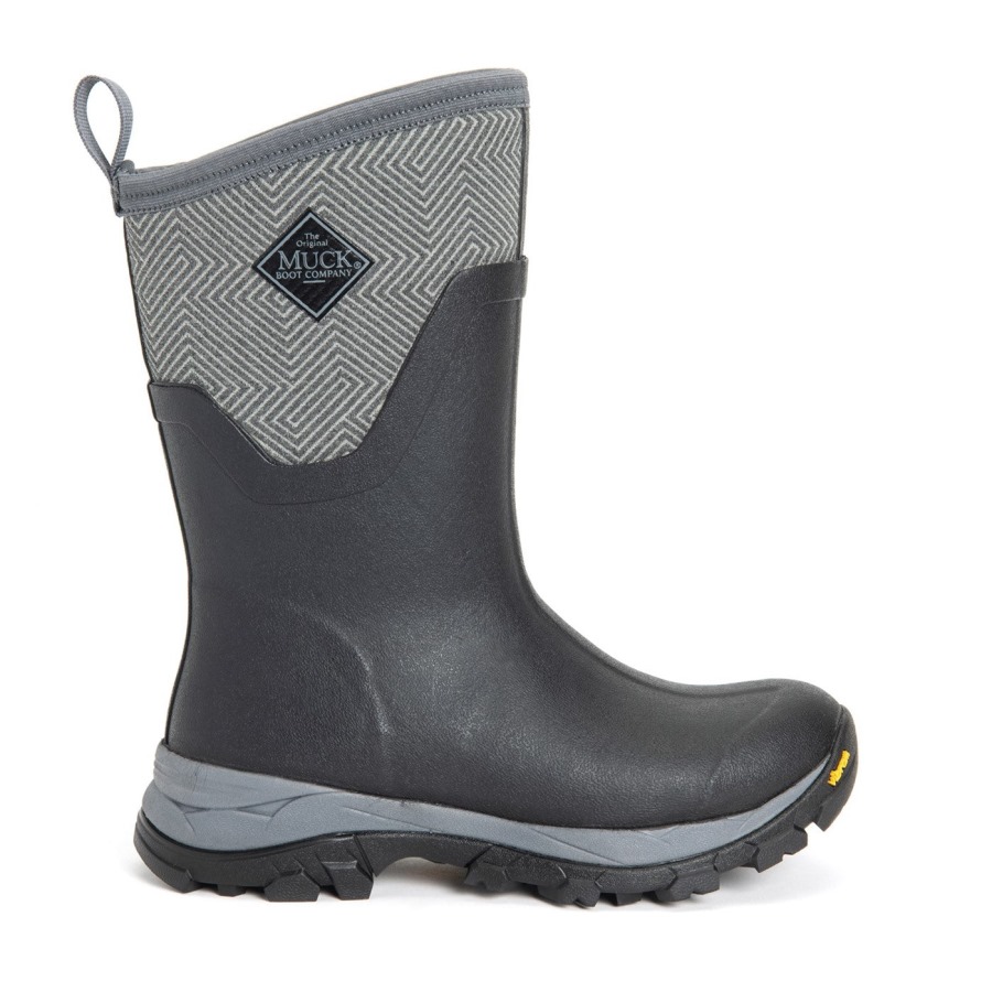Muckboot Grey Geometric Print Women's Arctic Ice Vibram AG All Terrain Short Boots