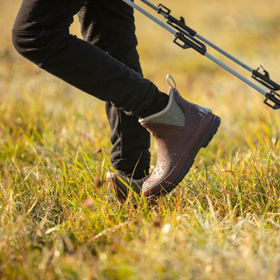 Raisin Herringbone Print Women's Muck Originals Pull-On Ankle Boots Muckboot