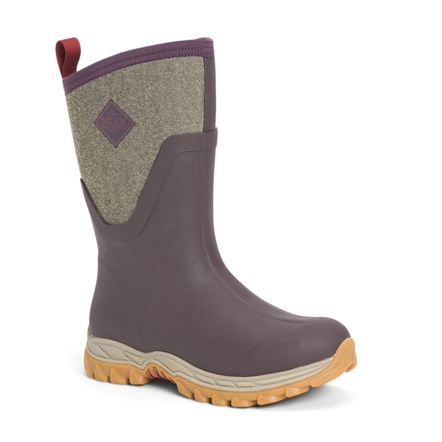 Women's Arctic Sport II Short Boots Muckboot Wine Herringbone Print