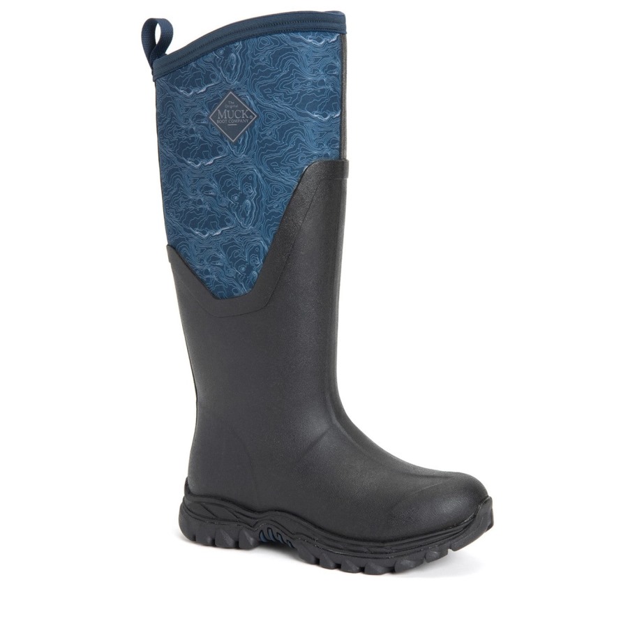 Women's Arctic Sport II Tall Boots Muckboot Navy Topography