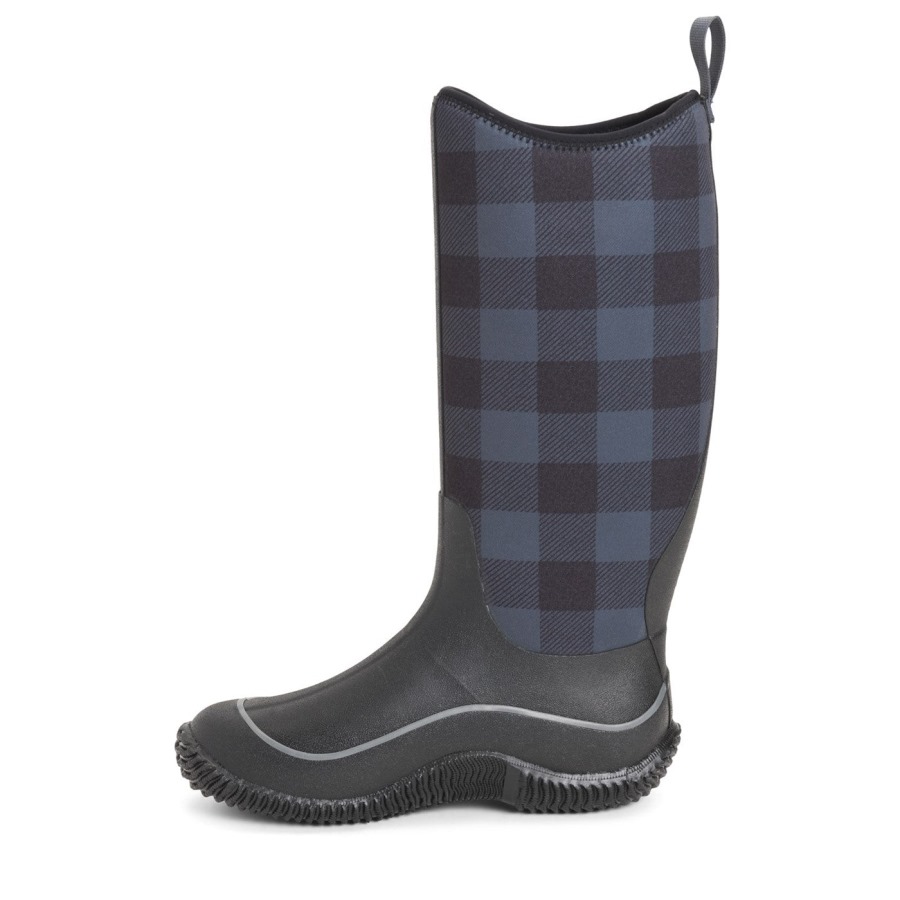 Women's Hale Tall Boots Black Grey Plaid Print Muckboot