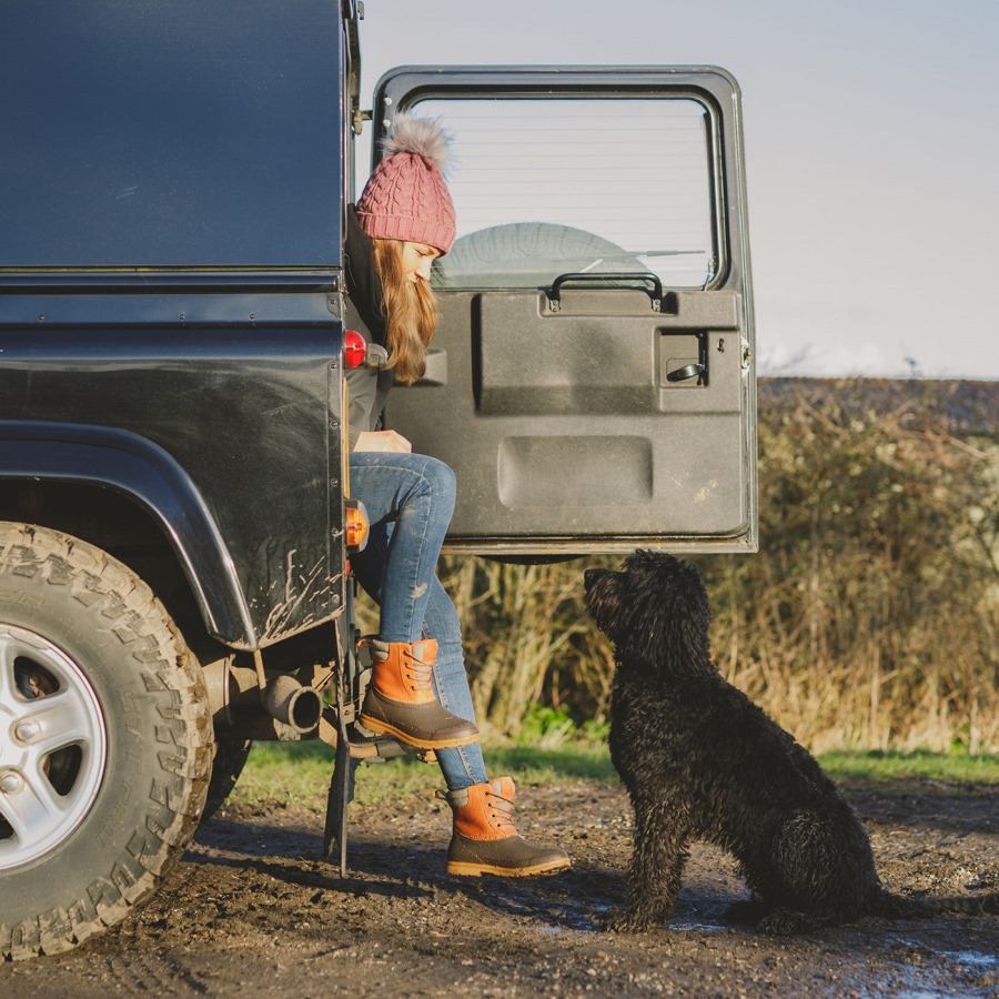 Women's Muck Originals Duck Lace-Up Leather Short Boots Muckboot Tan