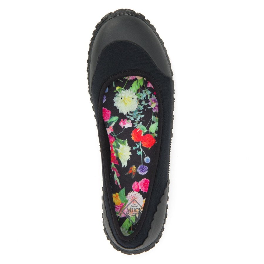 Women's RHS Muckster II Flats Black with Night Floral Print Muckboot