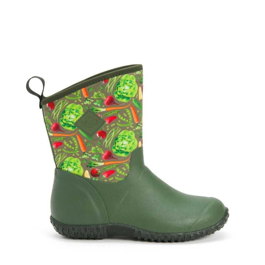 Women's RHS Muckster II Short Boots Green Veggie Print Muckboot