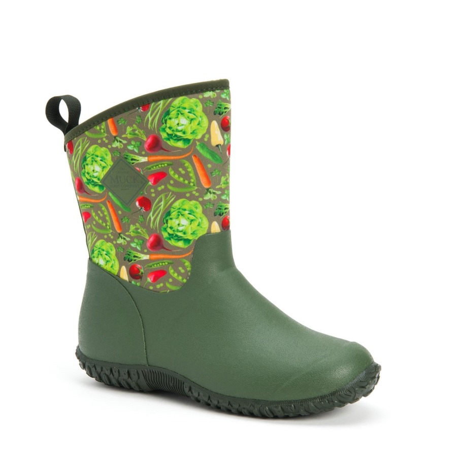 Women's RHS Muckster II Short Boots Green Veggie Print Muckboot